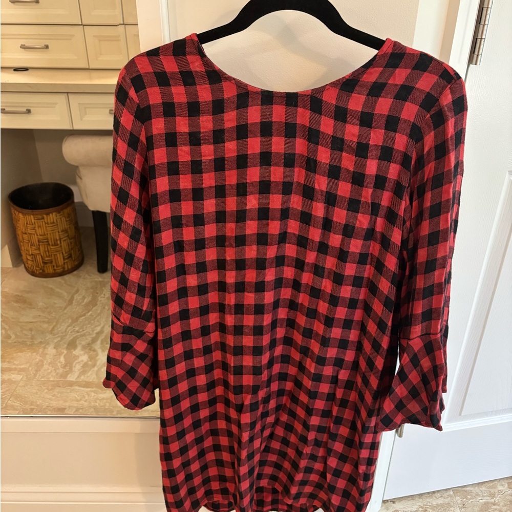 Anthropologie (Cloth & Stone) Red and Black Checkered dress